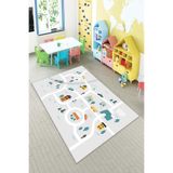 Ontheclouds Gri Araba Yollu Yıkanabilir Kaymaz Taban Çocuk Odası Halısı, 80 x 400