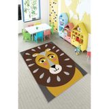Ontheclouds Gri Aslan Desenli Çocuk Yıkanabilir Kaymaz Taban Leke Tutmazbebek Ve Çocuk Odası Halısı, 100 x 350