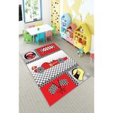 Ontheclouds Gri F1 Ralli Desenli Yıkanabilir Kaymaz Taban Leke Tutmazbebek Ve Çocuk Odası Halısı, 80 x 350