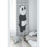 ontheclouds Gri Panda Desenli Dijital Baskı Fon Perdesi, 140 x 200, FONPRD3, gri-beyaz