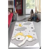 Ontheclouds Gri Uyuyan Ayıcık Desenli Yıkanabilir Kaymaz Taban Leke Tutmazbebek Ve Çocuk Odası Halısı, 100 x 150