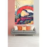 Ontheclouds Günbatımı Seyreden Astronot Leke Tutmaz Kadife Kumaş Duvar Örtüsü Duvar Halısı Tapestry, 140 x 140