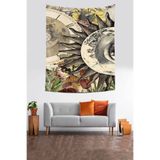 Ontheclouds Güneş Mantar Ve Çiçek Desenli Leke Tutmaz Kumaş Duvar Örtüsü Duvar Halısı Tapestry, 100 x 140