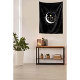 Ontheclouds Güneş Ve Ay Galaksi Uzay Yıkanabilir Leke Tutmaz Kumaş Duvar Örtüsü Duvar Halısı Tapestry, 35 x 50