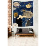 Ontheclouds Güneş Ve Ay Leke Tutmaz Kumaş Duvar Örtüsü Duvar Halısı Tapestry, 140 x 140
