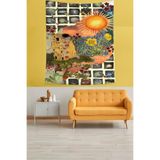 Ontheclouds Gustav Klimt Öpücük Ve Güneş Desen Leke Tutmaz Kumaş Duvar Örtüsü Duvar Halısı Tapestry, 70 x 100