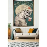 Ontheclouds Güzel Bir Gün Kedi Temalı Leke Tutmaz Kumaş Duvar Örtüsü Duvar Halısı Tapestry, 140 x 230