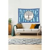 Ontheclouds Hayat Ağacı Desenli Leke Tutmaz Kadife Dokulu Kumaş Duvar Örtüsü Duvar Halısı Tapestry, 140 x 140