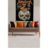 Ontheclouds Holy Grail Kurukafa Temalı Leke Tutmaz Kadife Kumaş Duvar Örtüsü Duvar Halısı Tapestry, 70 x 100