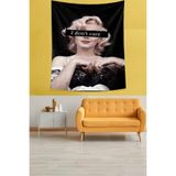 Ontheclouds I Dont Care Yazılı Marilyn Monroe Leke Tutmaz Kumaş Duvar Örtüsü Duvar Halısı Tapestry, 70 x 70