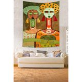 Ontheclouds Ikili Kadın Temalı Leke Tutmaz Kumaş Duvar Örtüsü Duvar Halısı Tapestry, 100 x 140