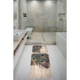 ontheclouds İkili Klozet Takımı Kaymaz Tabanlı Banyo Paspas Takımı 60x100 + 40x60, Bej