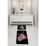 ontheclouds İkili Klozet Takımı Kaymaz Tabanlı Banyo Paspas Takımı 60x100 + 40x60, Pembe