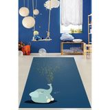 Ontheclouds Işık Saçan Fil Temalı Yıkanabilir Kaymaz Taban Leke Tutmaz Çocuk Odası Halısı, 160 x 350