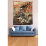 Ontheclouds Japon Kız Leke Tutmaz Kumaş Duvar Örtüsü Duvar Halısı Tapestry, 140 x 140