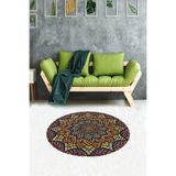 Ontheclouds Jüt Hasır Kilim Görünümlü Dijital Baskılı Kaymaz Taban Yıkanabilir Halı Yolluk, 160 x 160