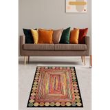 Ontheclouds Jüt Hasır Kilim Görünümlü Dijital Baskılı Kaymaz Taban Yıkanabilir Modern Salon Halısı Ve Yolluk, 100 x 250 MEGJ1PT