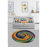 Ontheclouds Jüt Hasır Kilim Görünümlü Dijital Baskılı Kaymaz Taban Yıkanabilir Modern Salon Halısı Ve Yolluk, 160 x 160 MEGJ18P