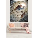 Ontheclouds Kadın Bebeği Ve Geyik Leke Tutmaz Kumaş Duvar Örtüsü Duvar Halısı Tapestry, 70 x 70