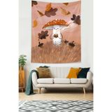 Ontheclouds Kahve Içen Mantar Sonbahar Yaprakları Leke Tutmaz Kumaş Duvar Örtüsü Duvar Halısı Tapestry, 70 x 100