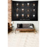 Ontheclouds Kahve Menü Coffee Menu Desen Leke Tutmaz Kadife Dokulu Kumaş Duvar Örtüsü Duvar Halısı Tapestry, 140 x 140