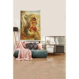 Ontheclouds Kahverengi Avcı Desenli Leke Tutmaz Kadife Kumaş Duvar Örtüsü Duvar Halısı Tapestry, 140 x 140