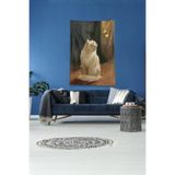 Ontheclouds Kahverengi Kedi Desenli Leke Tutmaz Kadife Kumaş Duvar Örtüsü Duvar Halısı Tapestry, 140 x 140