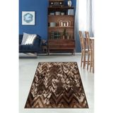 Ontheclouds Kahverengi Zigzag Desenli Gölgeli Zigzaglı Dijital Baskı Yıkanabilir Kaymaz Taban Salon Halısı, 80 x 150