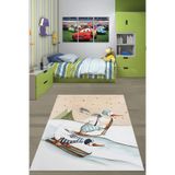 Ontheclouds Kayak Yapan Leylekler Kış Temalı Yıkanabilir Kaymaz Taban Leke Tutmaz Çocuk Odası Halısı, 100 x 250