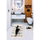 ontheclouds Kaymaz Tabanlı Banyo Paspas Takımı 2 Parça Bej-Siyah 60x100 cm, MEGP540