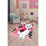 Ontheclouds Kedi Desenli Dijital Baskı Yıkanabilir Kaymaz Taban Çocuk Odası Halısı, 80 x 200