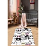 Ontheclouds Kedi Desenli Halı Kedili Halı Dijital Baskı Yıkanabilir Kaymaz Taban Çocuk Odası Halısı, 100 x 150 MEGC221E