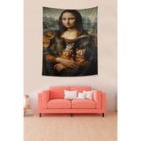 Ontheclouds Kedileri Ile Mona Lisa Leke Tutmaz Kumaş Duvar Örtüsü Duvar Halısı Tapestry, 70 x 70