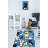 Ontheclouds Kedili Halı Kedi Desenli Renkli Dijital Baskı Yıkanabilir Kaymaz Taban Bebek Ve Çocuk Odası Halısı, 100 x 350 BLT-P-132AA