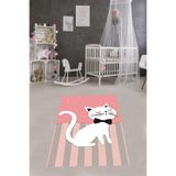Ontheclouds Kedili Halı Kedi Desenli Renkli Dijital Baskı Yıkanabilir Kaymaz Taban Bebek Ve Çocuk Odası Halısı, 80 x 150 MEGC274A