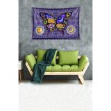 Ontheclouds Kelebek Ay Güneş Astroloj Leke Tutmaz Kadife Dokulu Kumaş Duvar Örtüsü Duvar Halısı Tapestry, 140 x 140