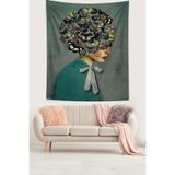 Ontheclouds Kelebek Kafalı Kadın Leke Tutmaz Kumaş Duvar Örtüsü Duvar Halısı Tapestry, 70 x 70