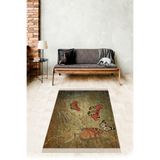 Ontheclouds Kelebekli Halı Kelebek Desenli Dijital Baskı Yıkanabilir Kaymaz Taban Leke Tutmaz Salon Halısı, 100 x 150