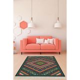 Ontheclouds Kilim Desenli Dijital Baskı Yıkanabilir Kaymaz Taban Etnik Salon Halısı Ve Yolluk, 130 x 180