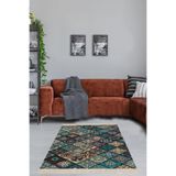 Ontheclouds Kilim Desenli Etnik Dijital Baskı Yıkanabilir Kaymaz Taban Eskitme Salon Halı Ve Yolluk, 80 x 250 MEG239V