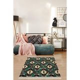 Ontheclouds Kilim Desenli Etnik Dijital Baskı Yıkanabilir Kaymaz Taban Eskitme Salon Halı Yolluk, 100 x 500 MEG807U