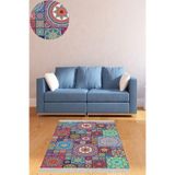 Ontheclouds Kilim Desenli Etnik Dijital Baskı Yıkanabilir Kaymaz Taban Modern Salon Halı, 80 x 250