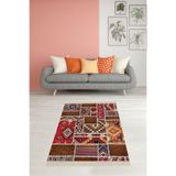 Ontheclouds Kilim Desenli Etnik Dijital Baskı Yıkanabilir Kaymaz Taban Modern Salon Halı Ve Yolluk, 100 x 500 MEG1126U
