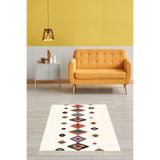 Ontheclouds Kilim Desenli Etnik Dijital Baskı Yıkanabilir Kaymaz Taban Modern Salon Halı Ve Yolluk, 180 x 250 MEG150AH