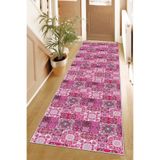Ontheclouds Kilim Desenli Etnik Dijital Baskı Yıkanabilir Kaymaz Taban Modern Salon Halı Ve Yolluk, 80 x 150 Pembe