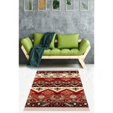 Ontheclouds Kilim Desenli Etnik Dijital Baskı Yıkanabilir Kaymaz Taban Modern Salon Halısı Ve Yolluk, 100 x 300 MEG949F