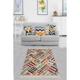 Ontheclouds Kilim Desenli Renk Bloklu Etnik Dijital Baskı Yıkanabilir Kaymaz Taban Modern Salon Halı Ve Yolluk, 100 x 500 MEG1248U