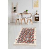 Ontheclouds Kilim Desenli Renk Bloklu Etnik Dijital Baskı Yıkanabilir Kaymaz Taban Modern Salon Halı Ve Yolluk, 100 x 500 MEG1366U
