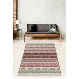 Ontheclouds Kilim Desenli Renkli Dijital Baskı Yıkanabilir Kaymaz Taban Leke Tutmaz Etnik Salon Halısı Ve Yolluk, 100 x 500 BLT-K-020U