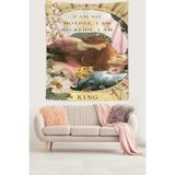 Ontheclouds King Yazılı Leke Tutmaz Kumaş Duvar Örtüsü Duvar Halısı Tapestry, 70 x 70